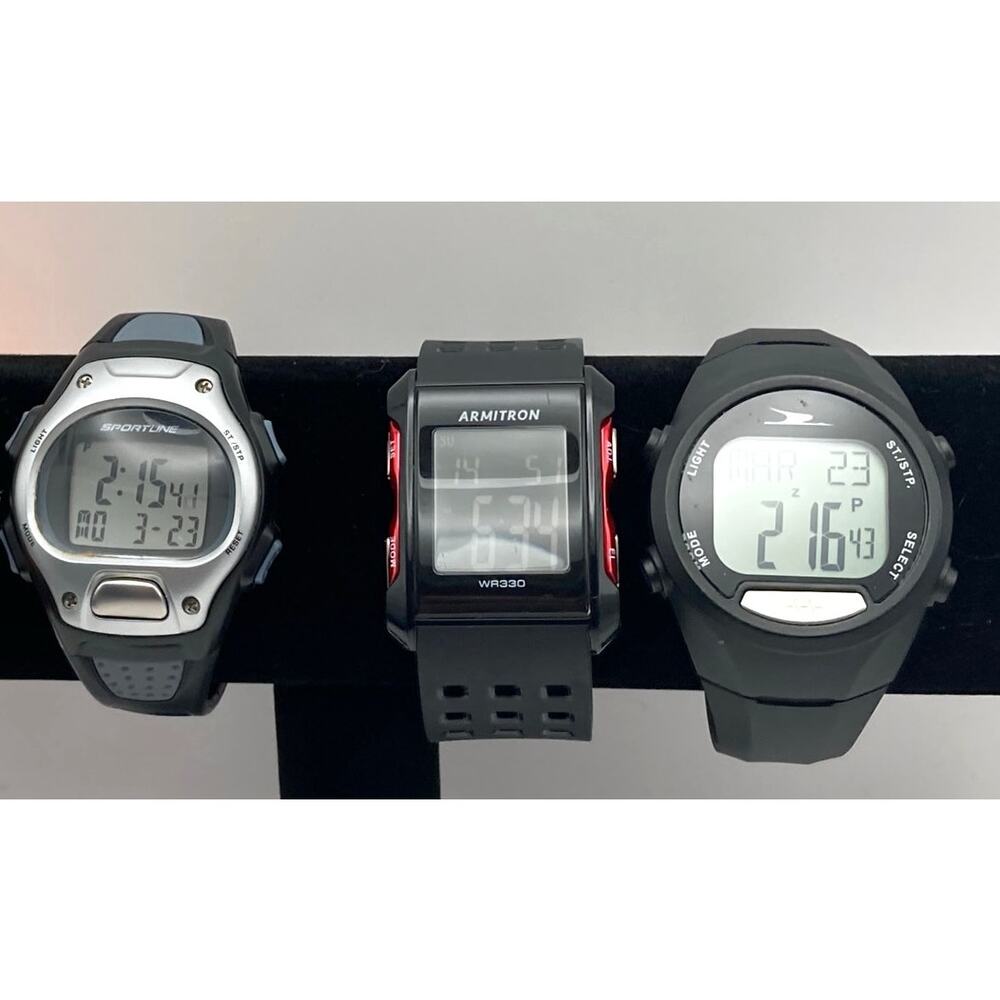 Armitron Men's Black Digital Watch with Red Accent Buttons